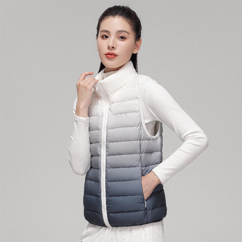 Puffer Vest Fashion Women - Vrouwen Mode Gradiënt Ultra Licht Down