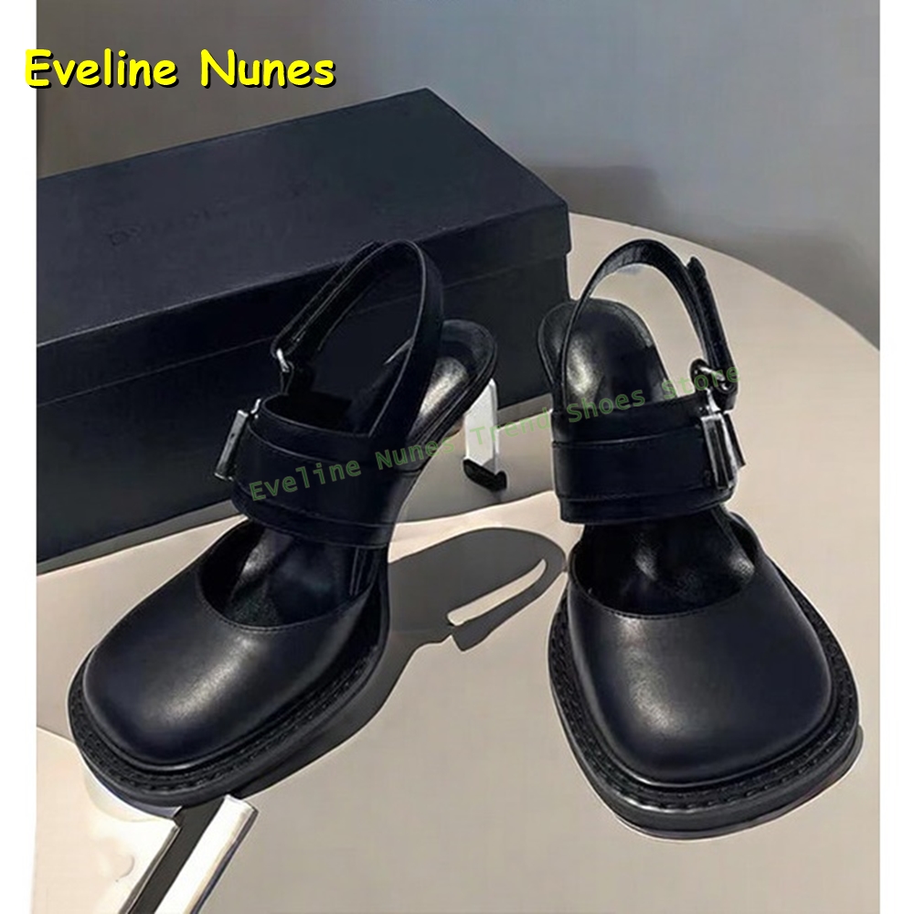 Women'S Fashion Sandals - Dames zwarte slingback mule hakken met