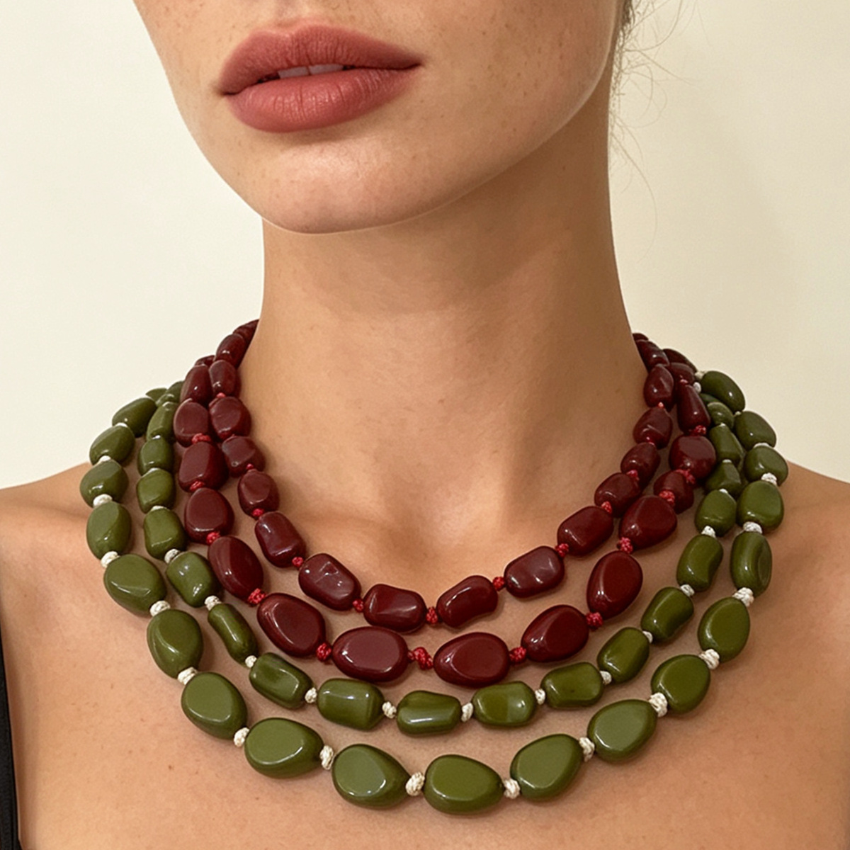 Women'S Fashion Ww2 - Trendy retro onregelmatige geometrische ovale dubbellaagse