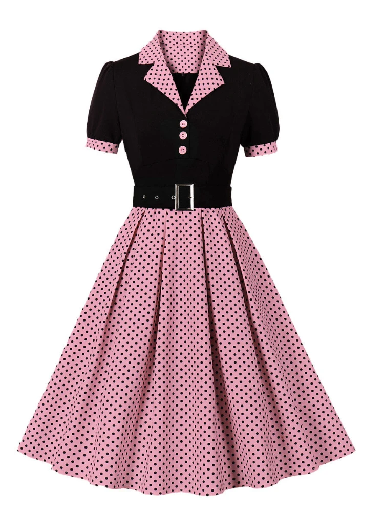 Women'S Fashion From The 60S - 2024 Nieuwe Mode Polka Dot Vintage