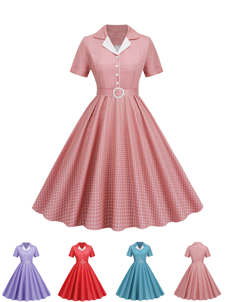 Women'S Fashion From The 60S - Geruite vintage zomerjurken voor dames 2026