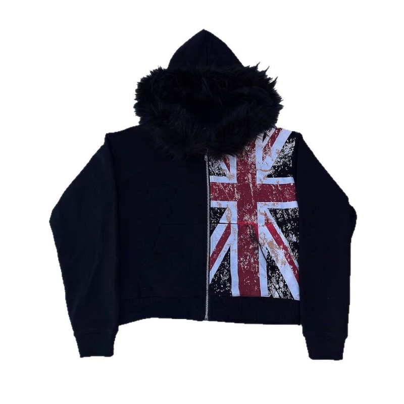 Women'S Fashion Uk 2025 - Oversized zwarte nepbontkraag hoodie dames 2025,