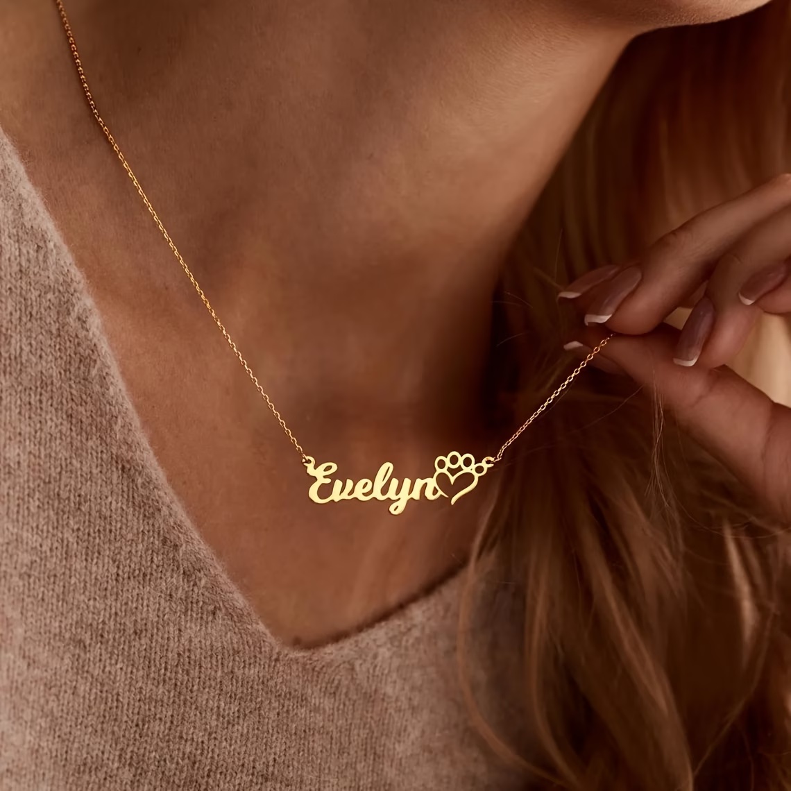 Xl Women'S Fashion - Gepersonaliseerde huisdier naam ketting hart pootafdruk