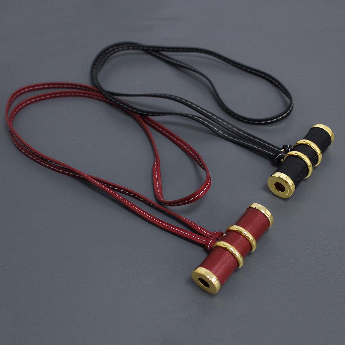 New Balance Fashion Women - Rood zwart lederen caleidoscoop lange ketting