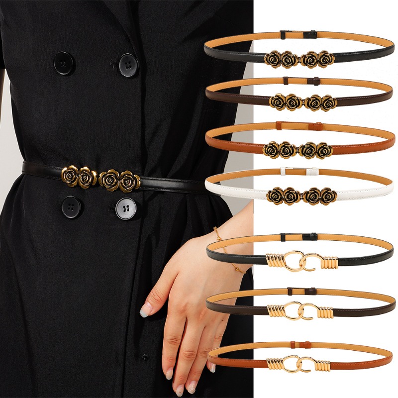 Women'S Fashion From The 60S - Modieuze minimalistische verstelbare elastische dunne leren