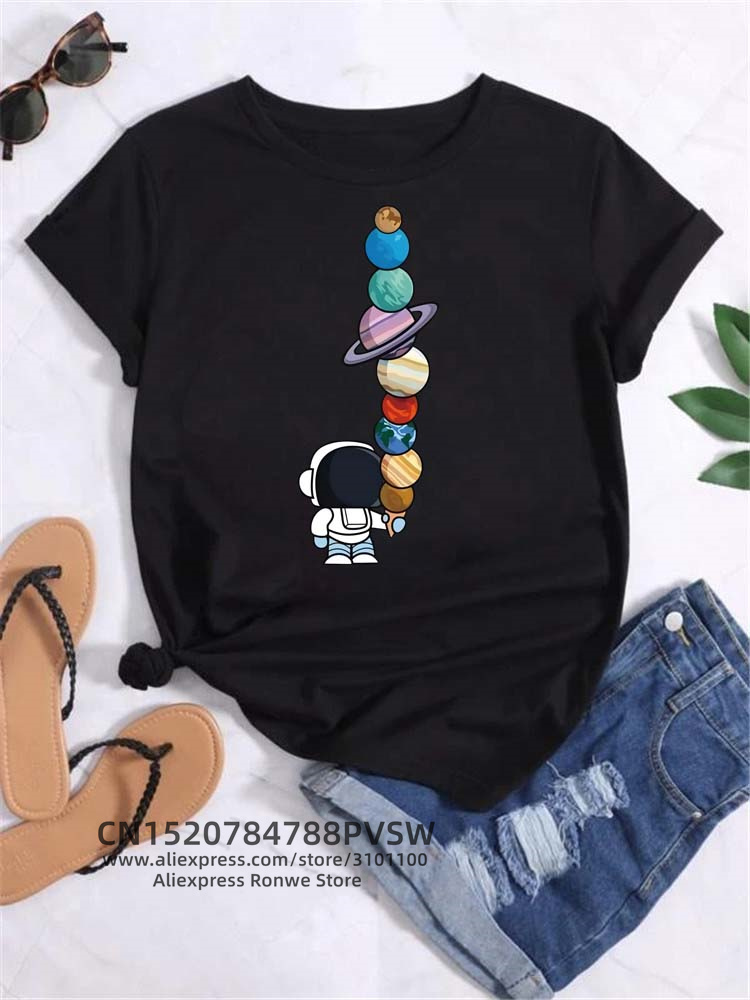 Women'S Fashion In The 90S - Maan Ruimte Planeet Print Tee Shirts
