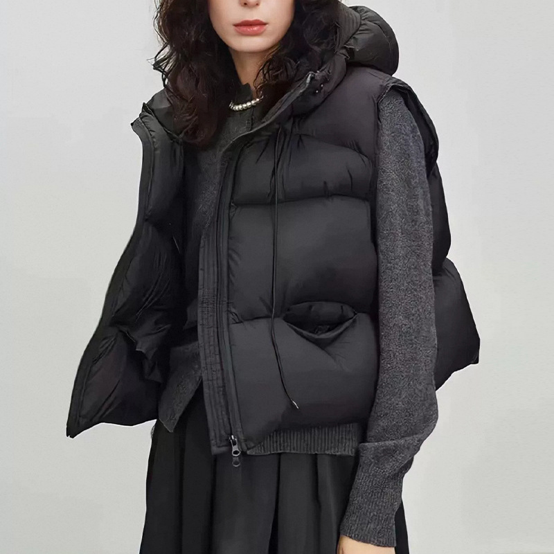 Puffer Vest Fashion Women - Vrouwen Witte Eendendons Vest Winter Capuchon