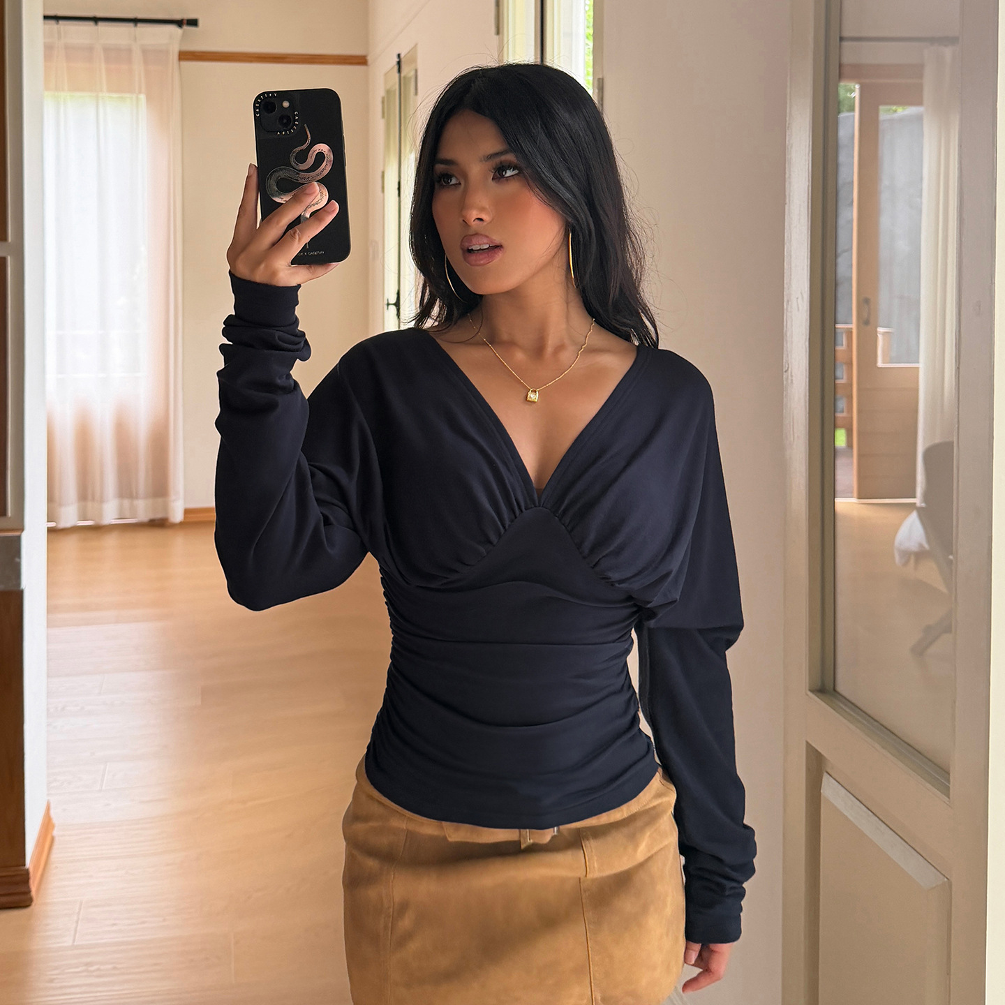 Elegante V-hals tops, effen T- - Women'S Fashion Winter 2026 recensie en prijs