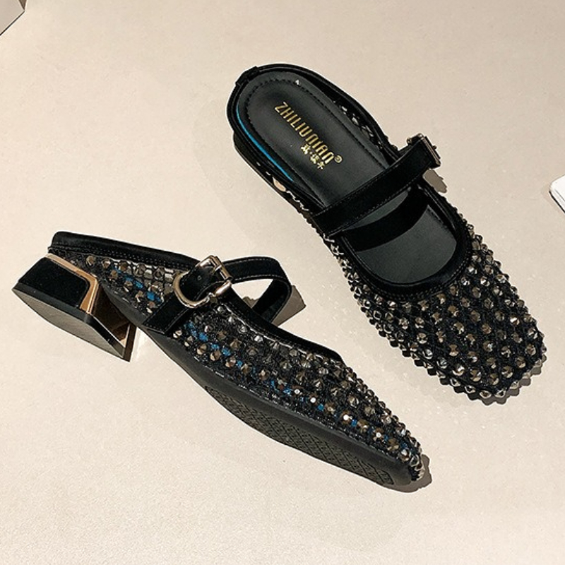 Mesh Strass Dikke Hak Muilezel - Women'S Fashion Sandals recensie en prijs